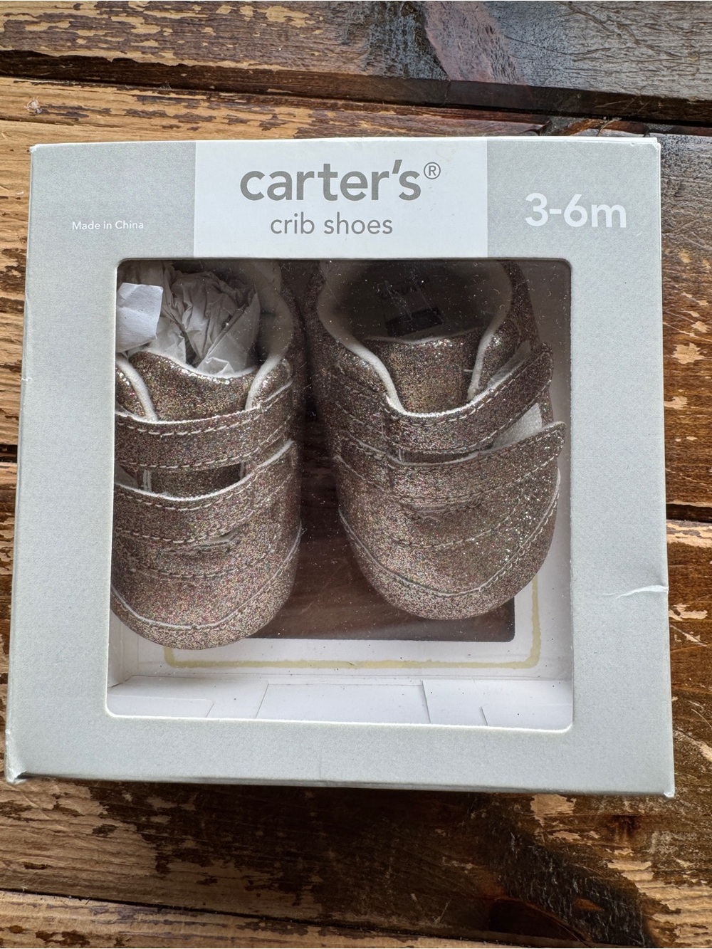 Carter's Rose Gold Glitter Crib Shoes